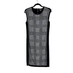 Vince Camuto Checked Shift Black/White Midi Dress